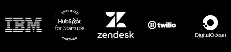 Partners: IBM, HubSpot for Startups, Zendesk, Twilio, DigitalOcean